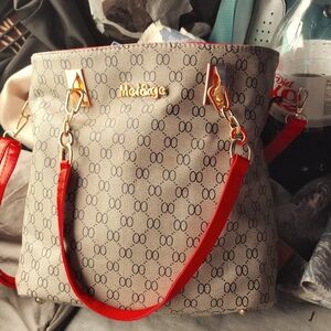 Stylish Red and Brown Handbag